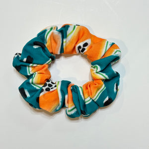 papaya & teal scrunchie
